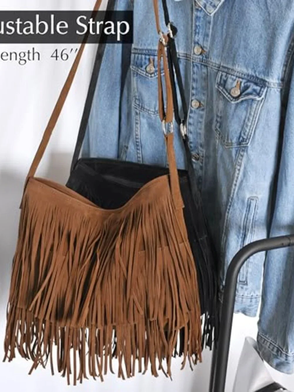 Faux Suede Leather Hobo Cross Body Shoulder Bag with Tassel